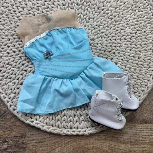 American Girl Truly Me Sparkly Skate Outfit Blue Dress & Skates - Picture 1 of 6